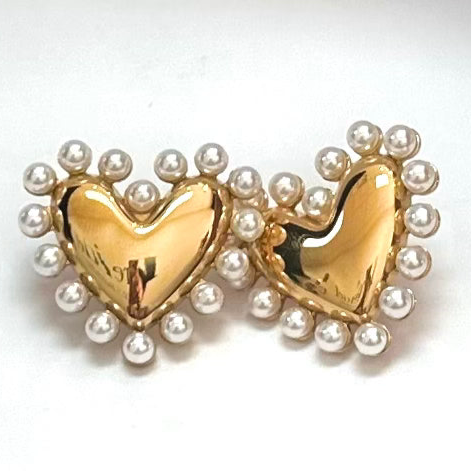 Pearl Heart Earrings