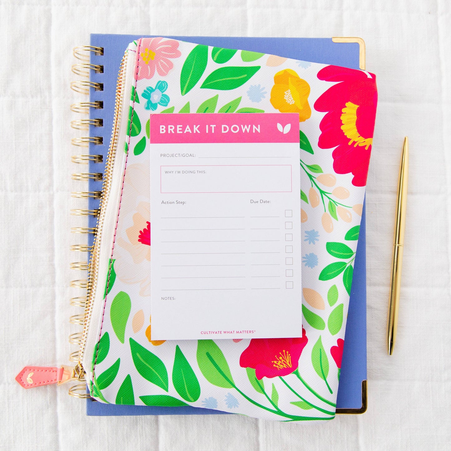 Mini Break it Down Notepad | Peony Pink
