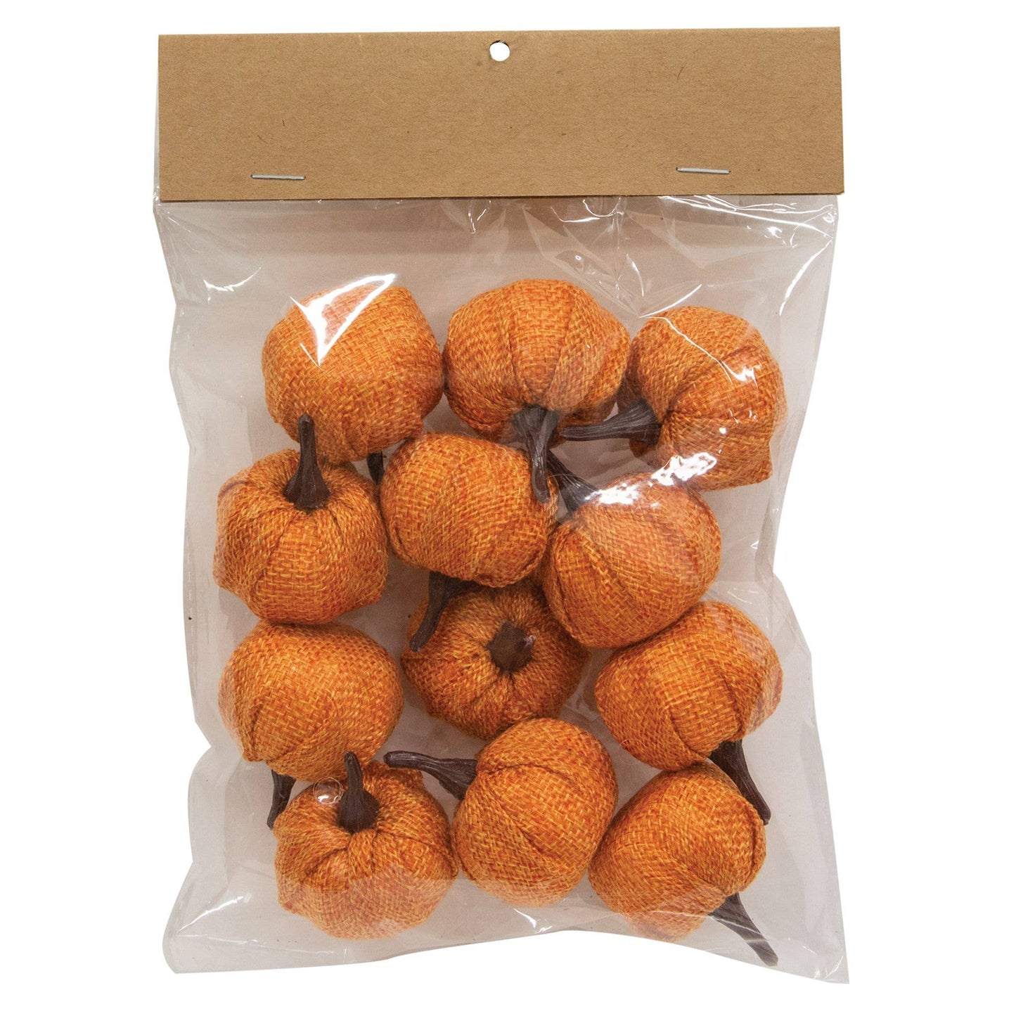 12/Pack, Orange Burlap Pumpkins, 1.5"