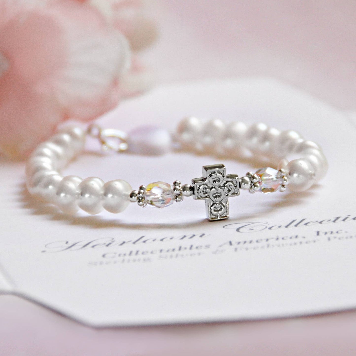 Pearl Sterling Classic Cross Bracelet