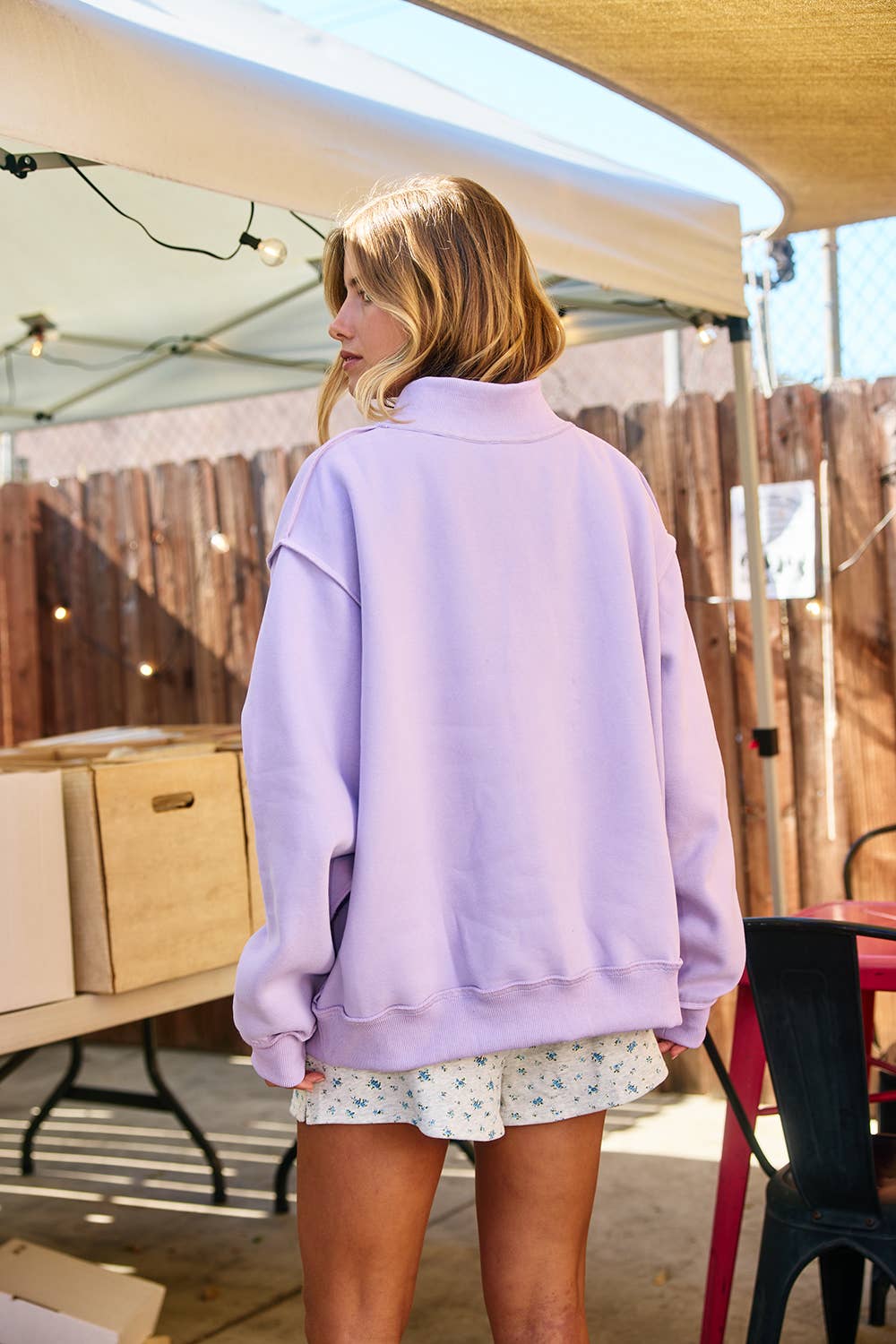 'JESUS' Lavender Embroidered Mock Neck Sweatshirt