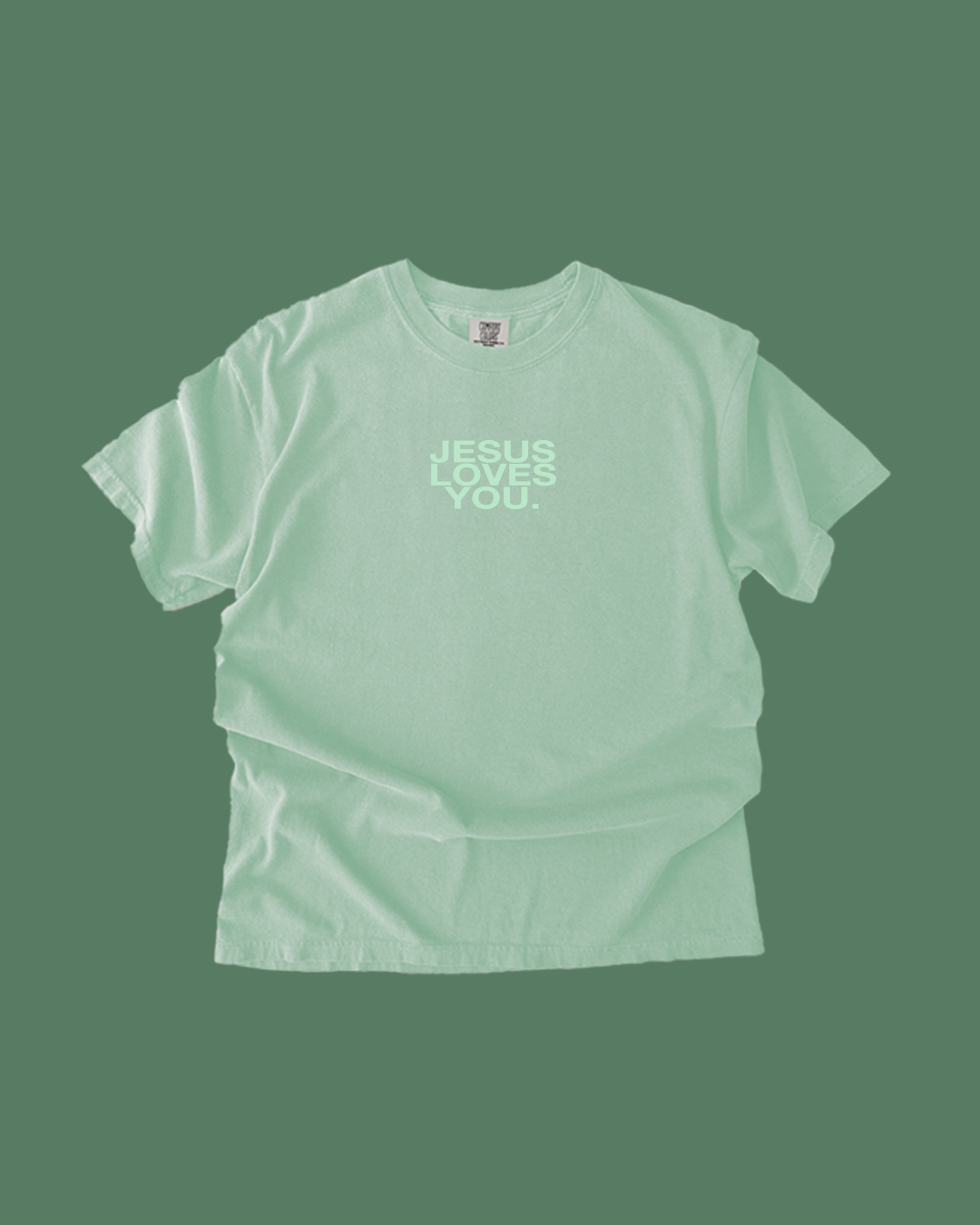 Mint Jesus Loves You Tee