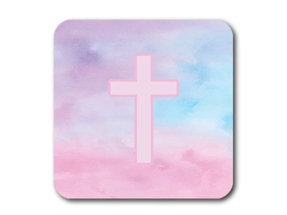 Tap To Pray Cotton Candy Cross Sticker
