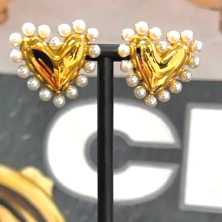 Pearl Heart Earrings