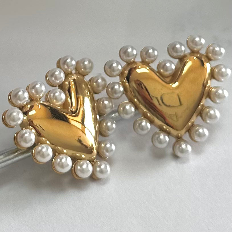 Pearl Heart Earrings