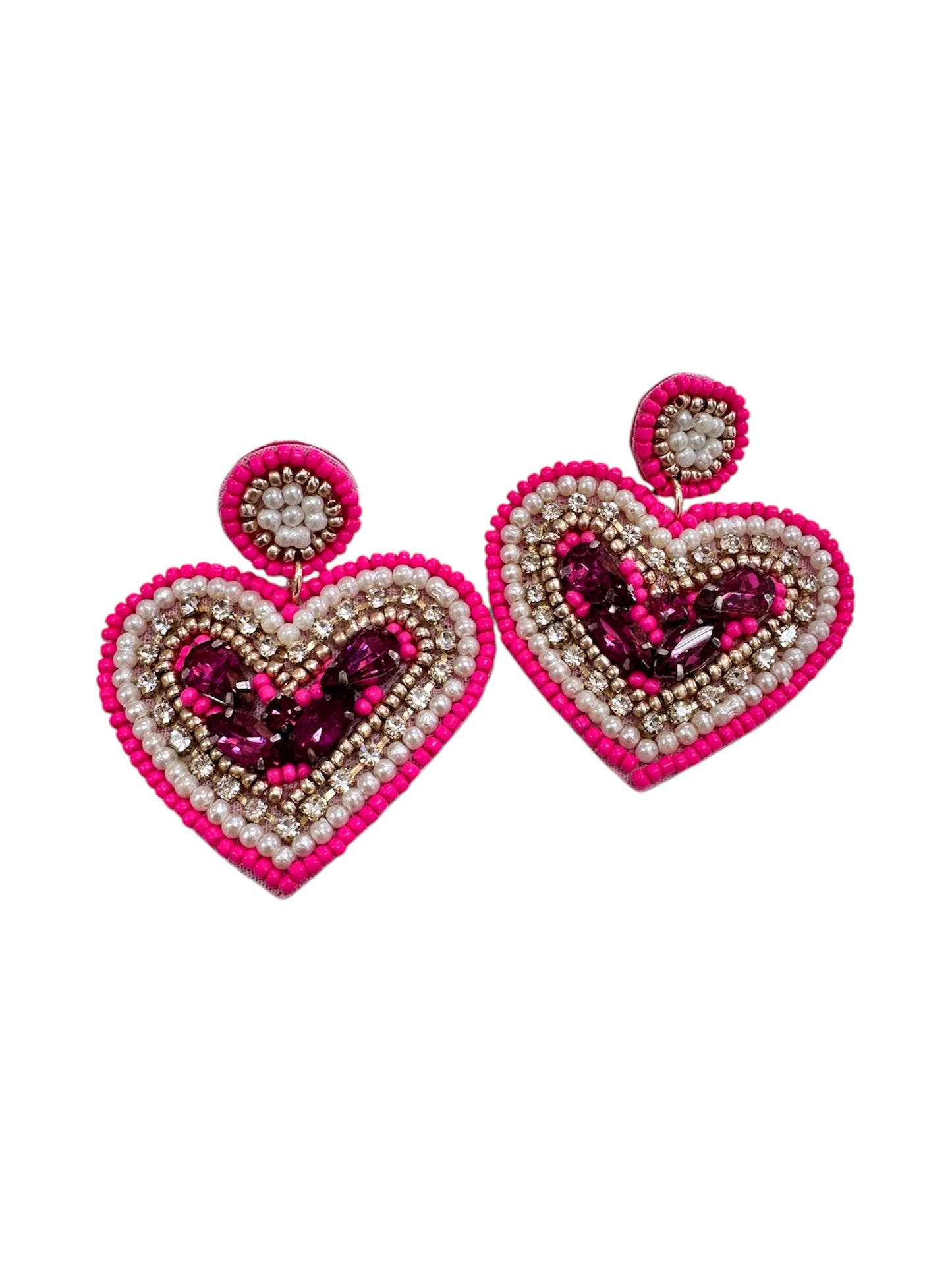 Beaded Heart Earrings