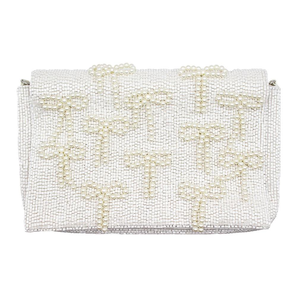 Pearl Bow Beaded Clutch