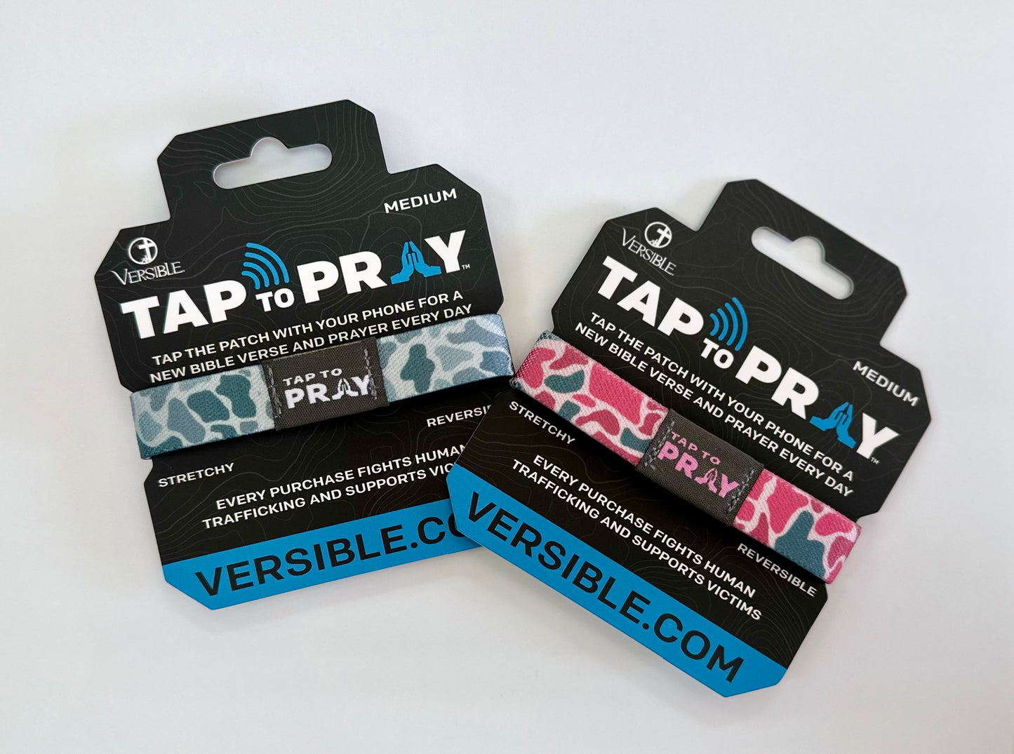 Tap To Pray Wristbands - River Rock Camo Pink & Ash