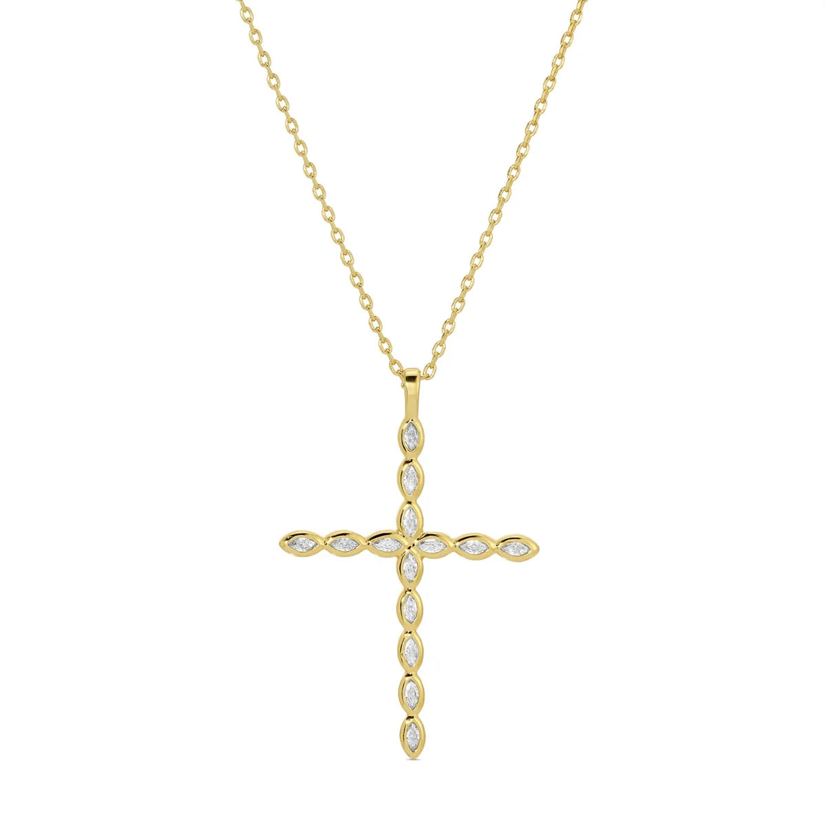 Large CZ Cross Pendant Necklace