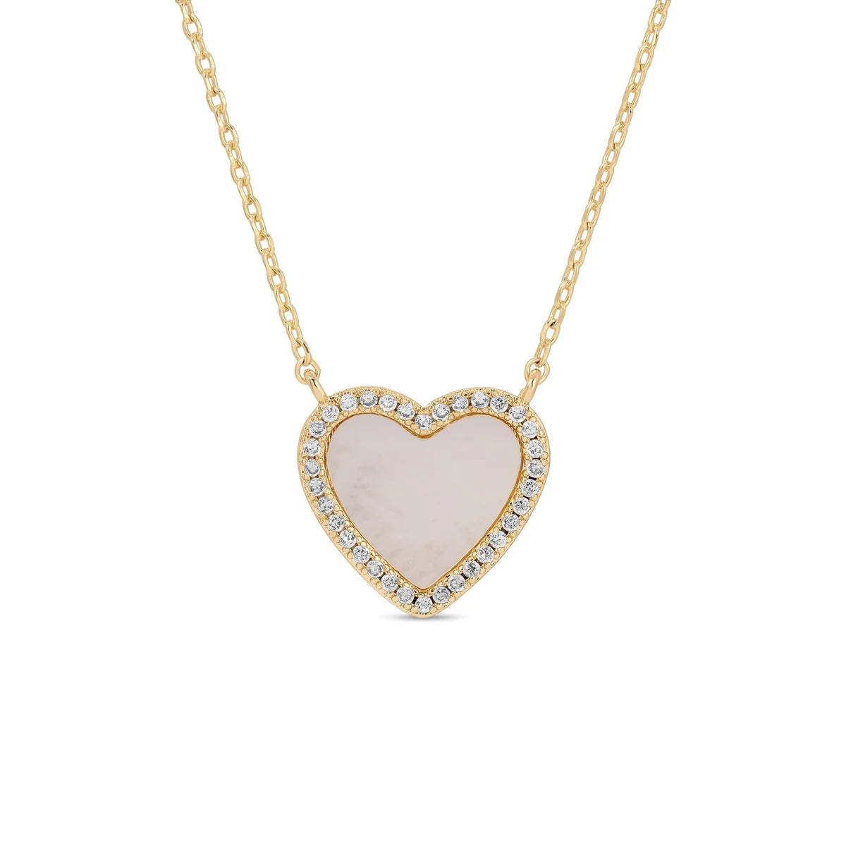 Shell Pavé Heart Necklace