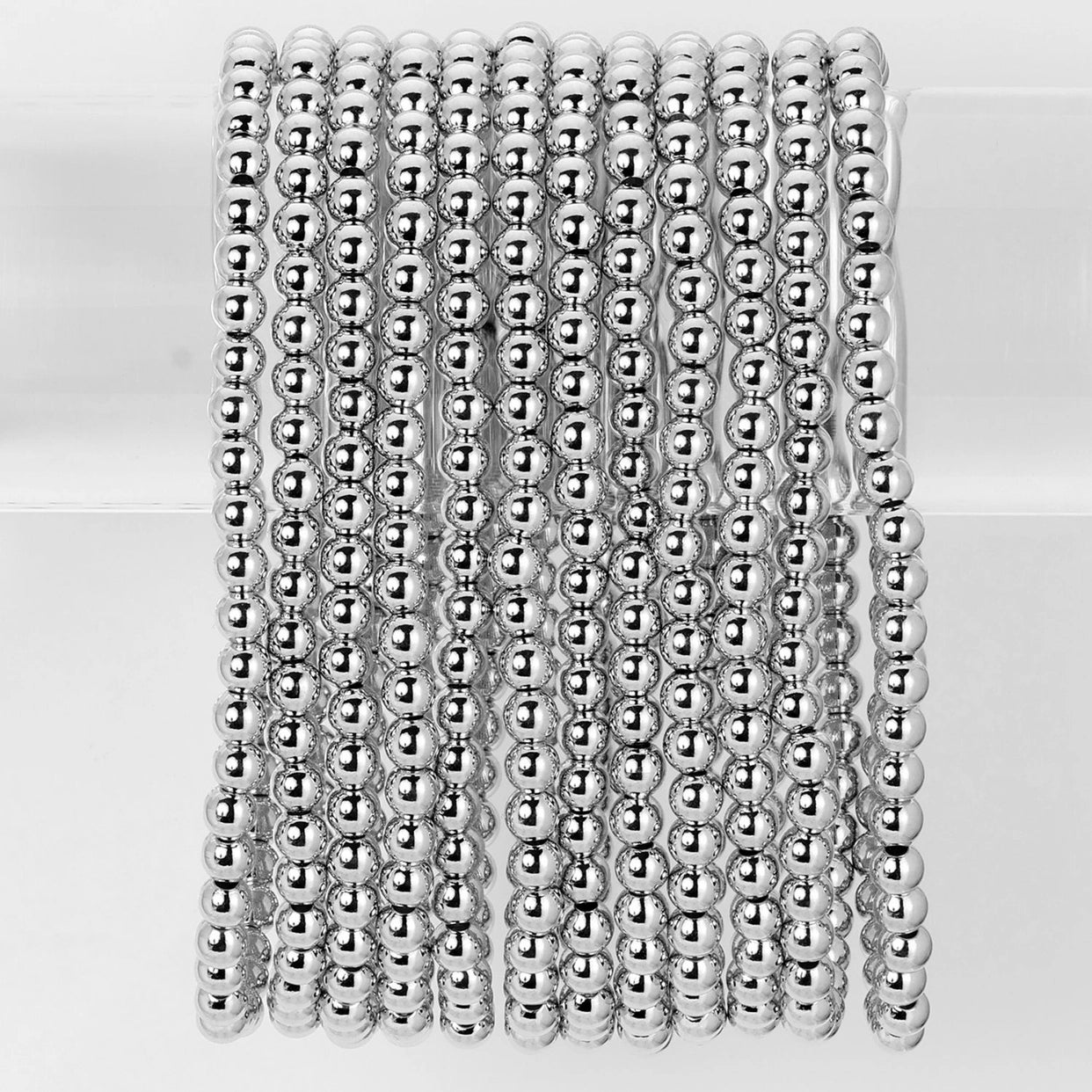 Stretch Silver Bead Bracelet