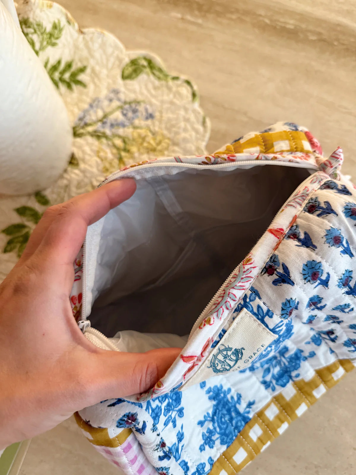 Tea Garden Quilted Cosmetic Bag