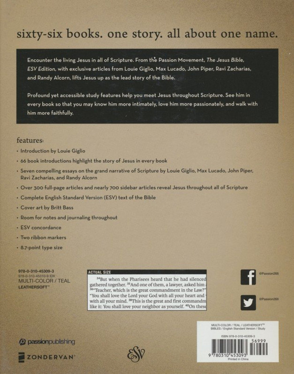 The Jesus Bible Artist Edition ESV Multi-color/Teal