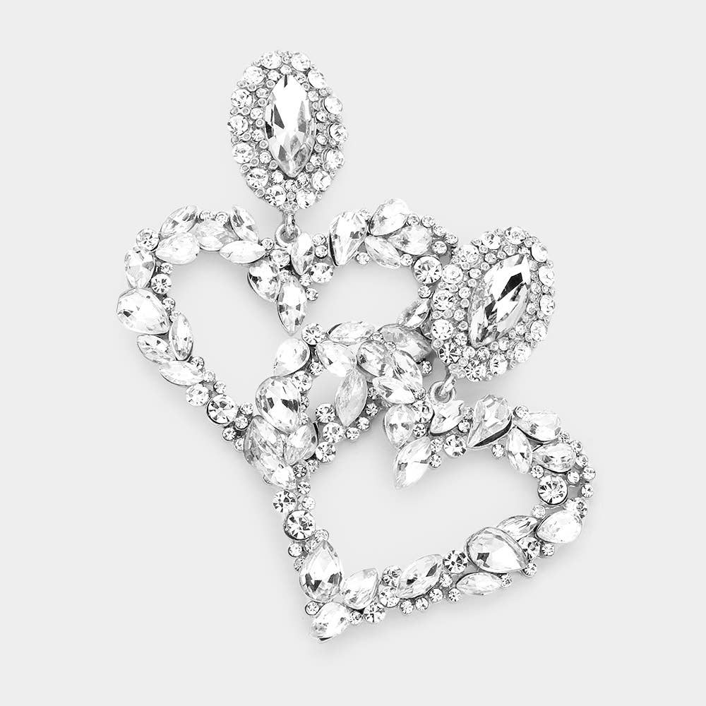 Glass Crystal Heart Earrings