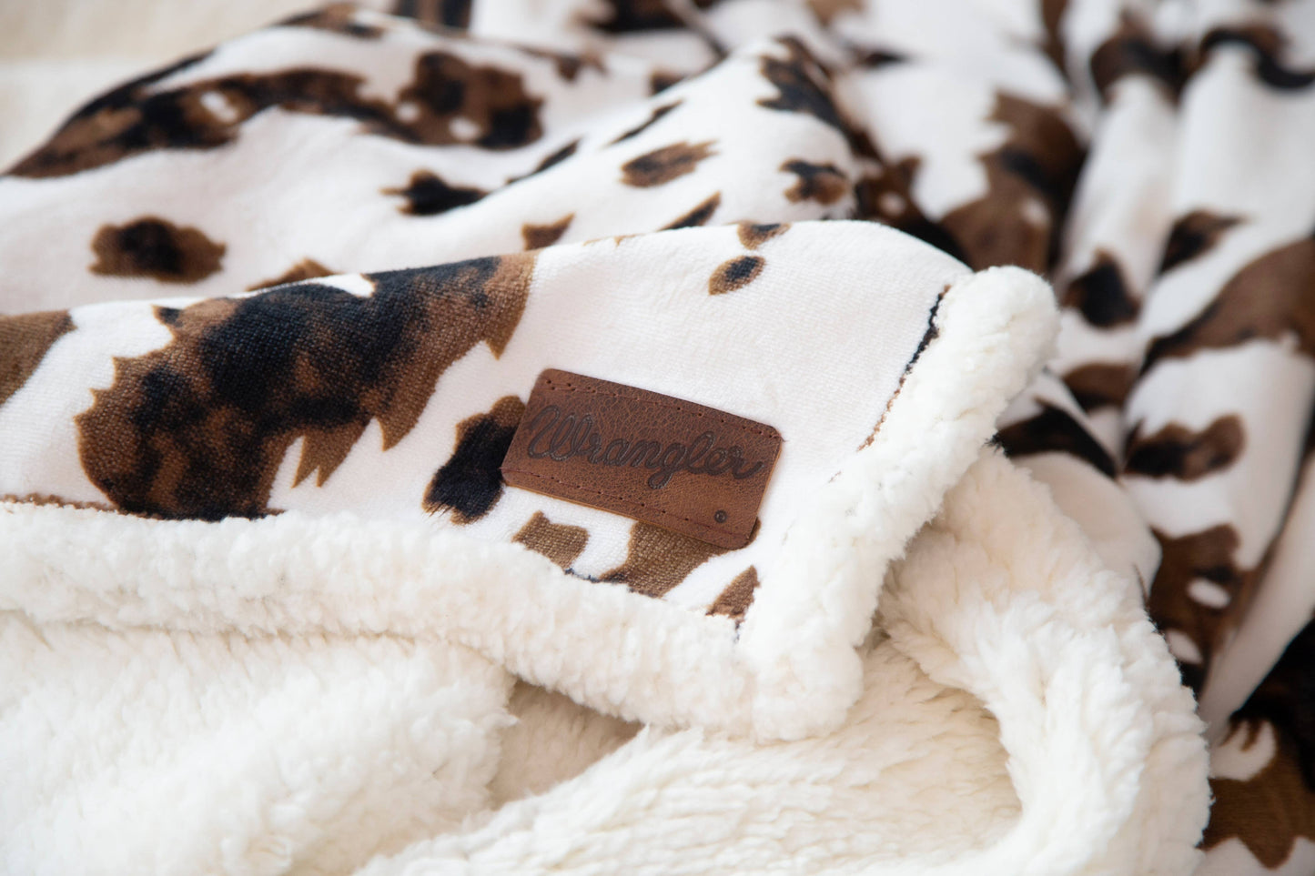 Tri-color Cowhide Sherpa Throw