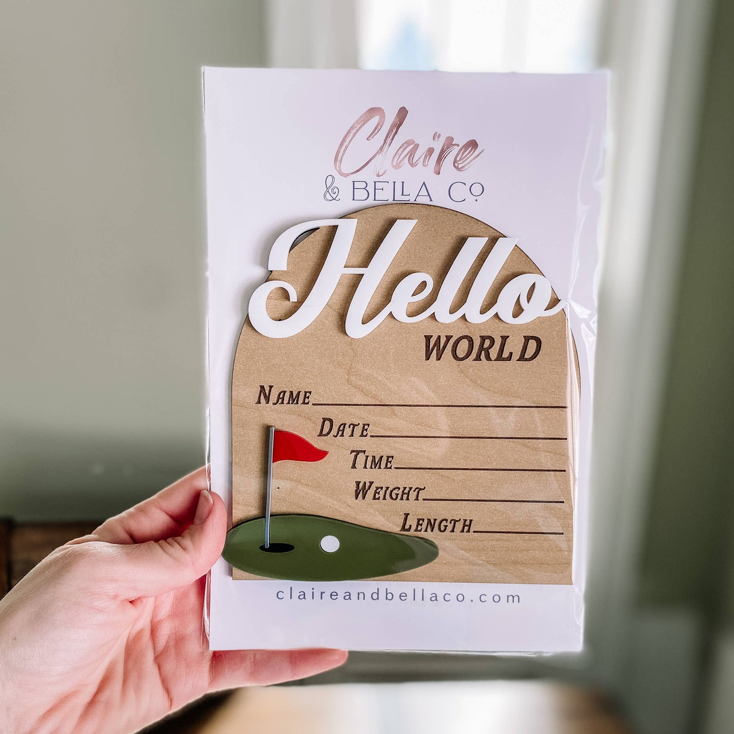 Hello World Birth Stat Golf Sign