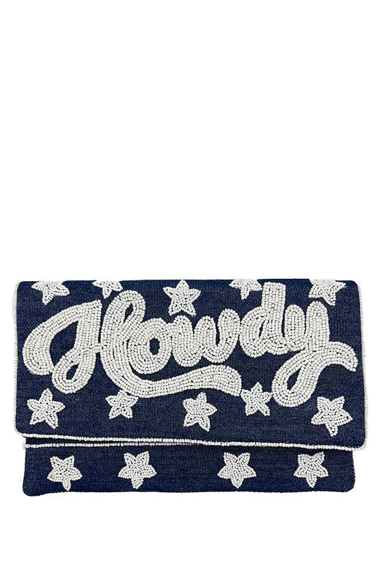 Beaded Howdy Clutch Bag