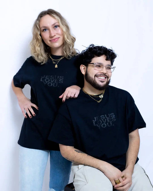 Black Puff Print JLY Tee
