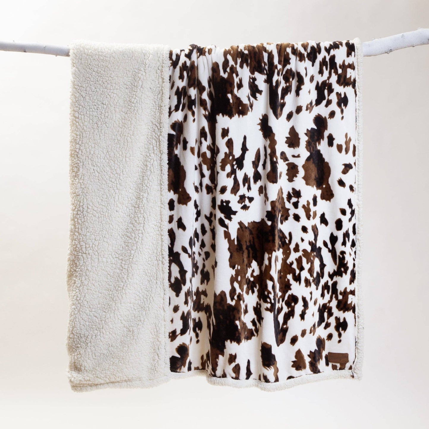 Tri-color Cowhide Sherpa Throw