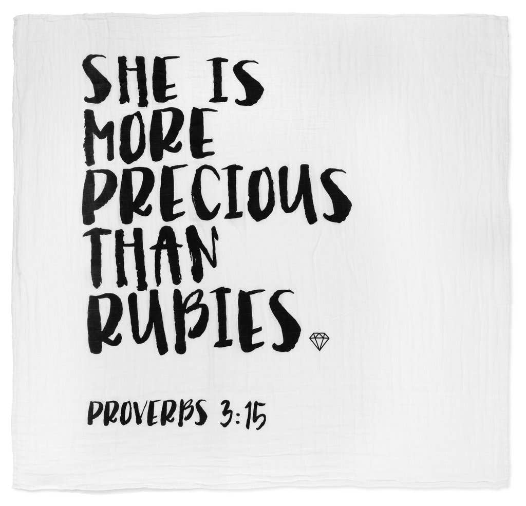 Organic Swaddle Blanket- Proverbs 3:15