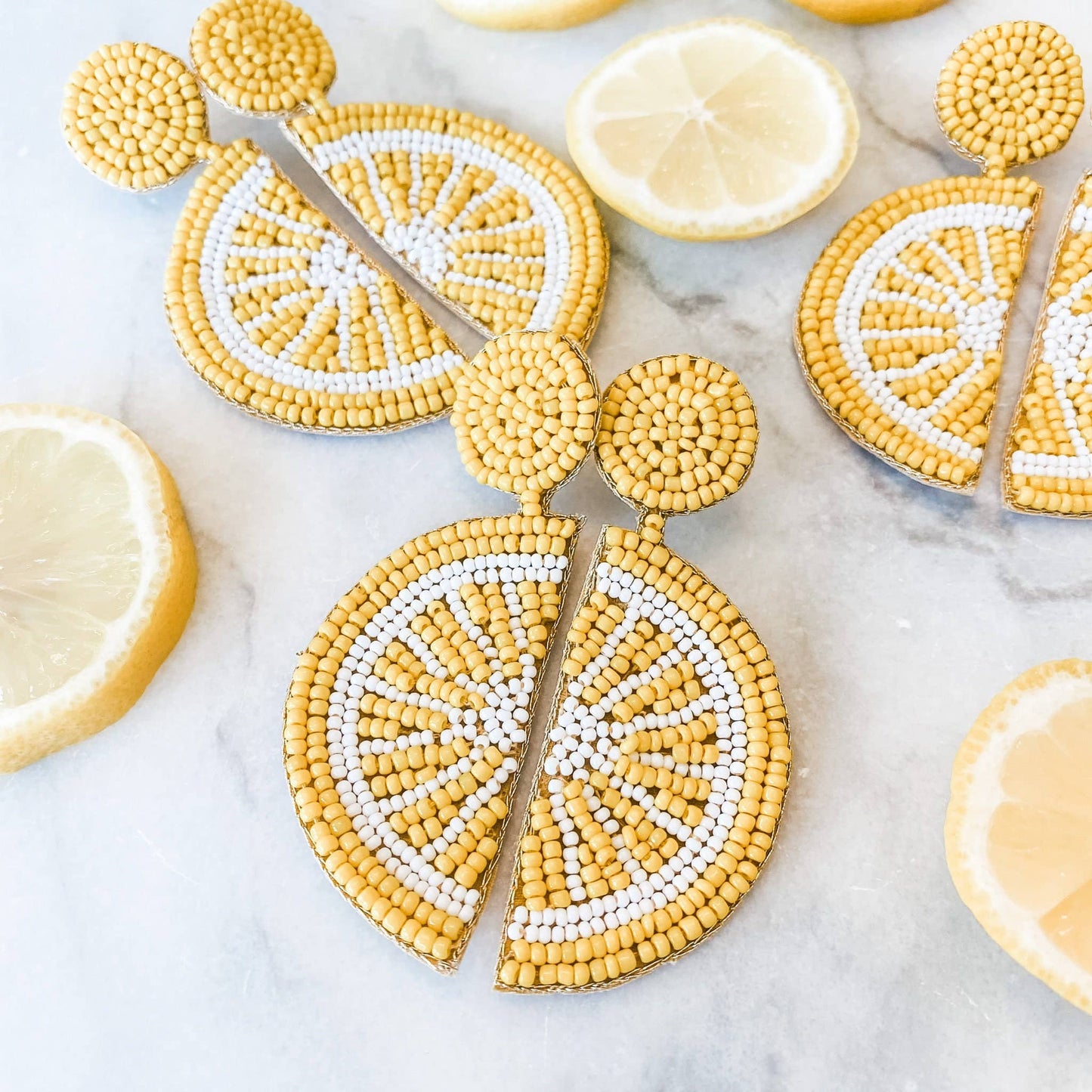 Lemon Slice Beaded Earrings