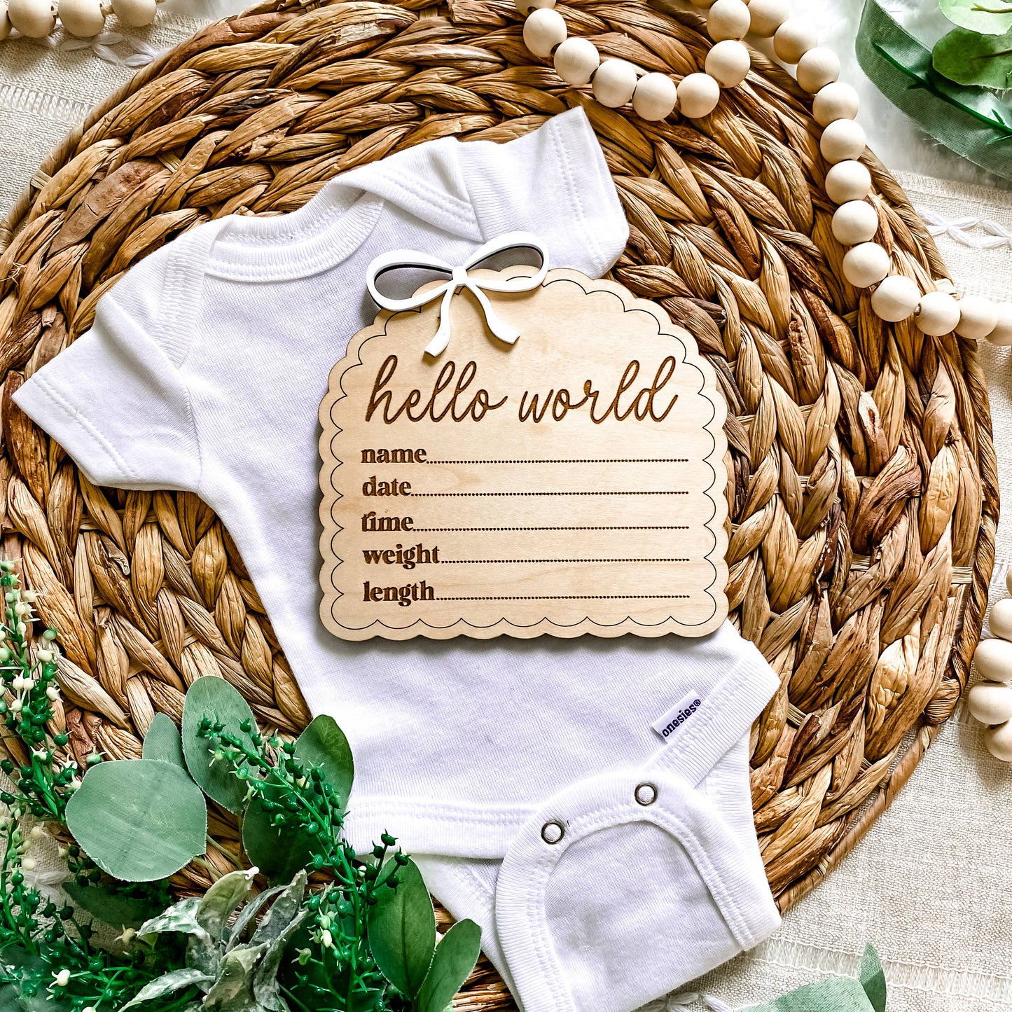 Hello World Birth Stat Coquette Sign