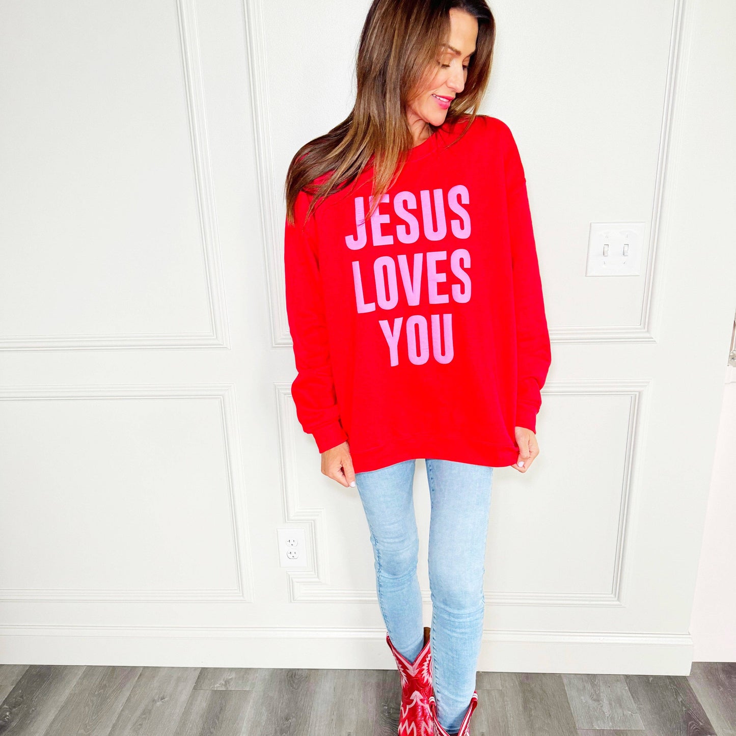 Puff Jesus Loves You Youth & Adult Sweatshirt