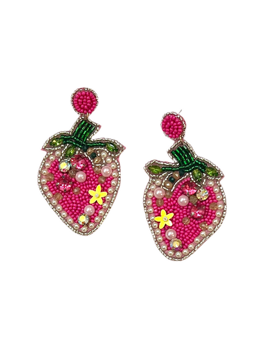 Beaded Strawberry Earrings