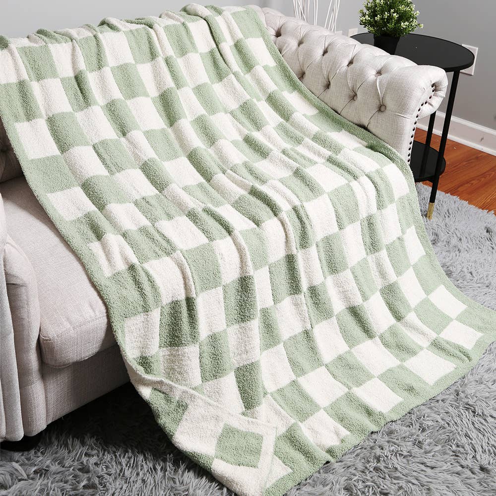 Reversible Checkerboard Patterned Throw Blanket