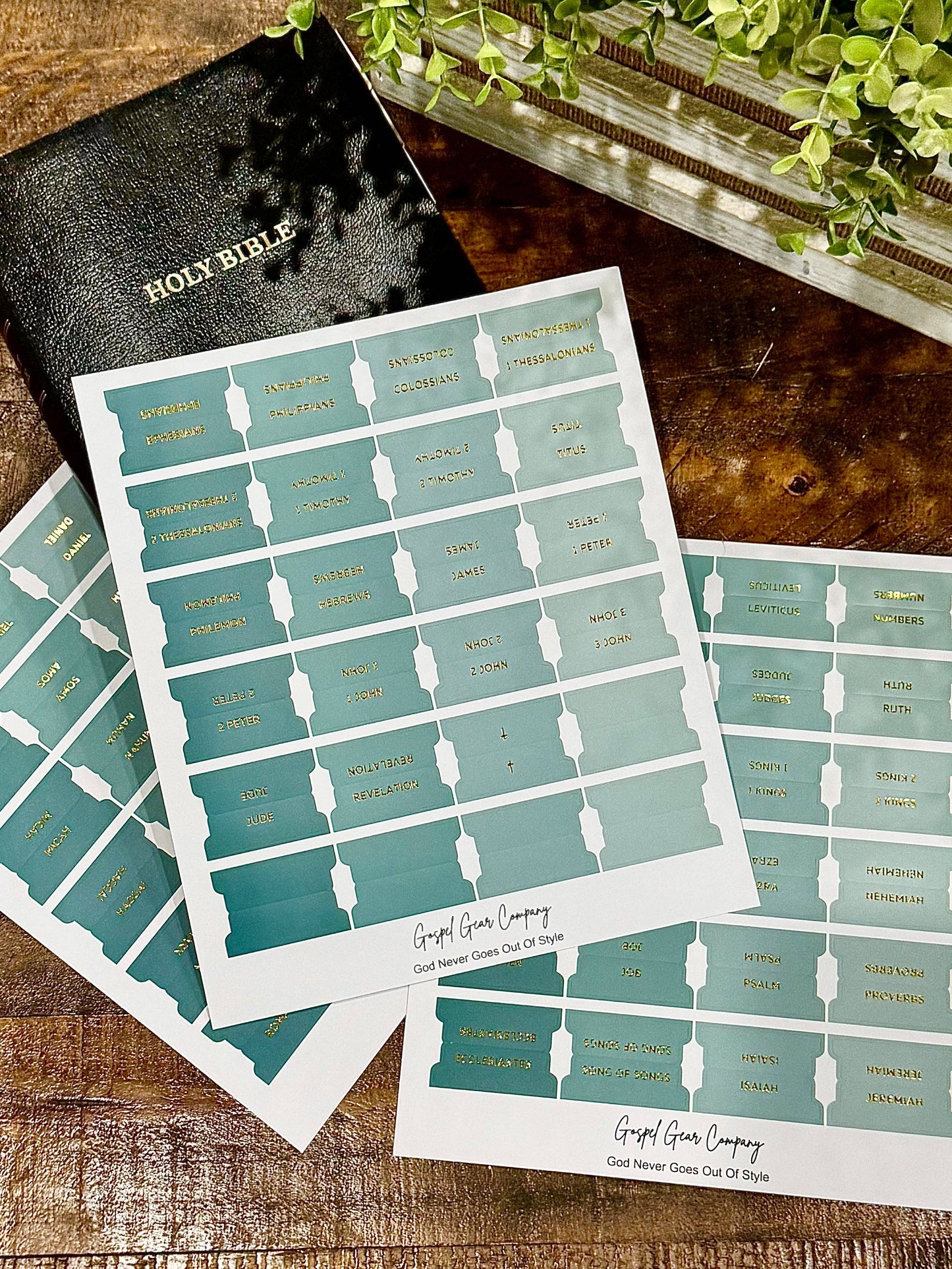 Gold Foil Sea Foam Bible Tabs