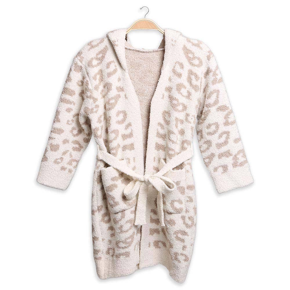 Kids Leopard Print Hooded Cozy Robe