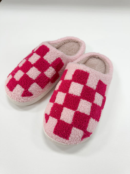 Medium pink checkered slippers