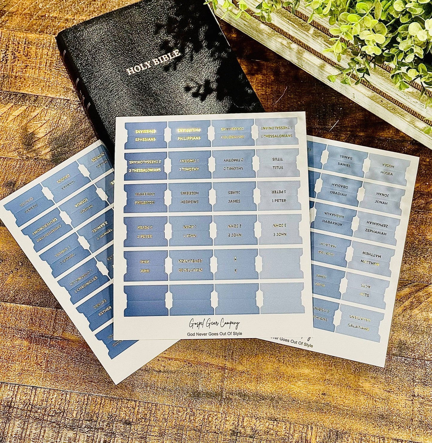 Gold Foil Ocean Breeze Bible Tabs