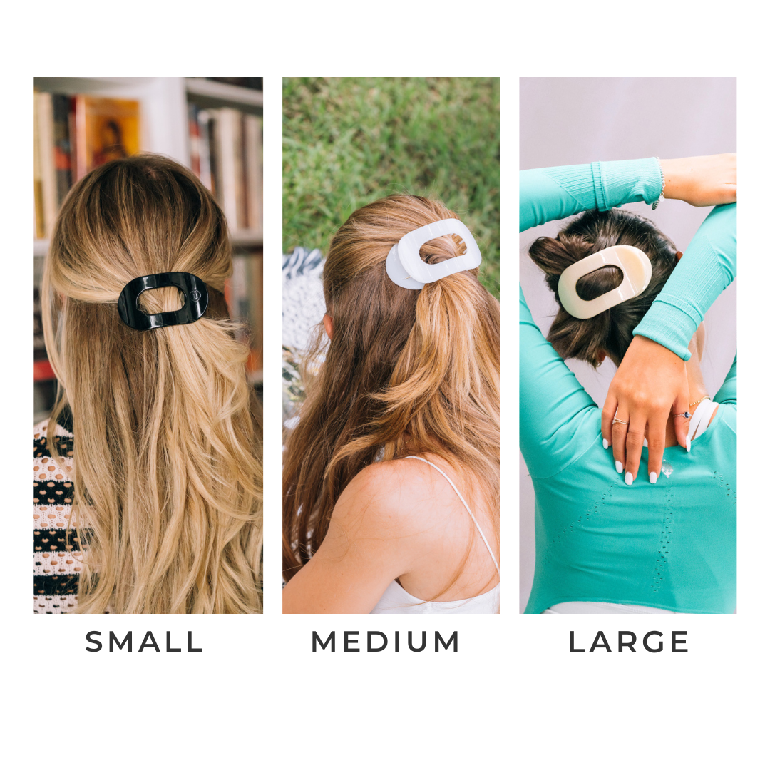 Round Medium Jet Black Flat Hair Clip