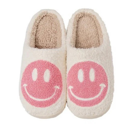 Pink Smiley Face Slippers