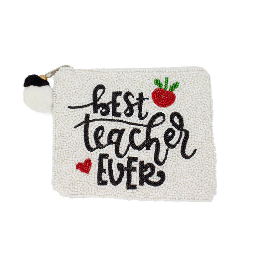 BEST TEACHER EVER Beaded Coin Purse