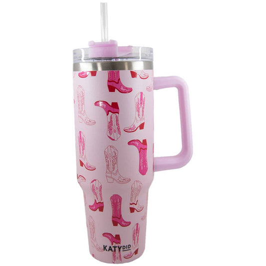 Light Pink Western Boots Tumbler Cup