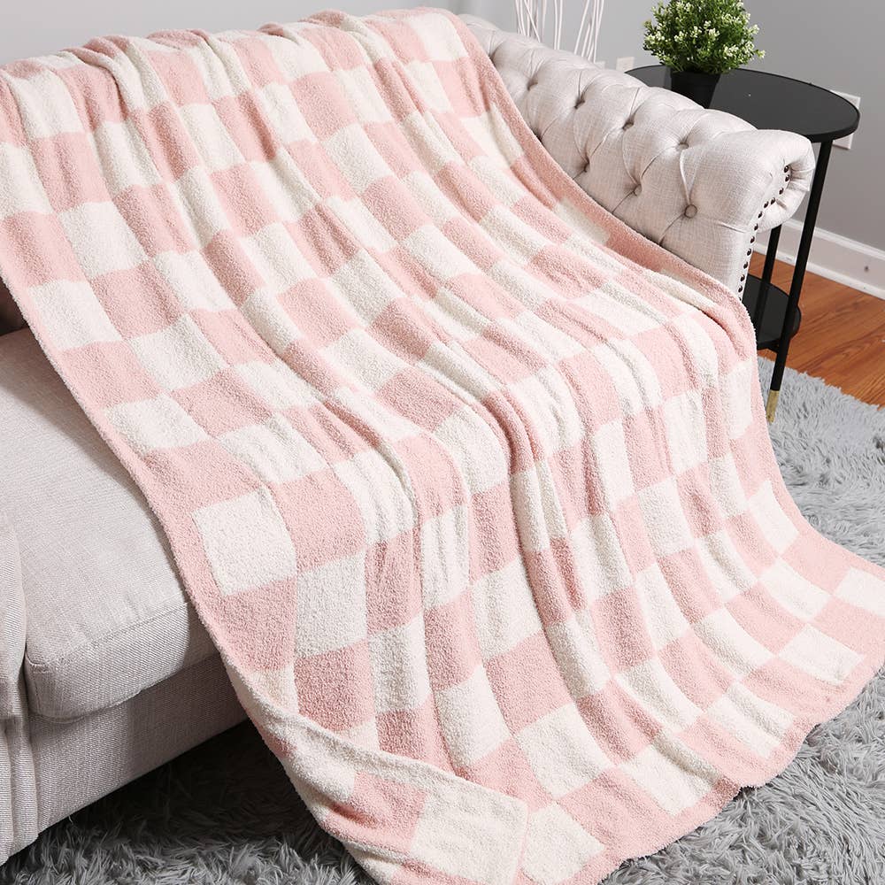 Reversible Checkerboard Patterned Throw Blanket