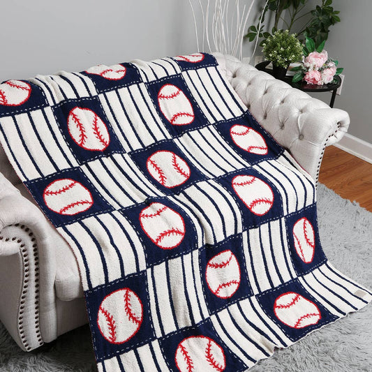 Baseball Pattern Print Cozy Throw Blanket