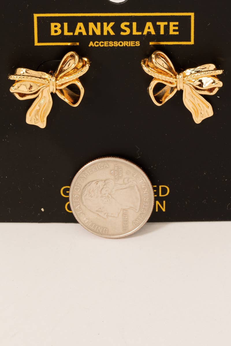 Gold Dipped Bow Stud Earrings