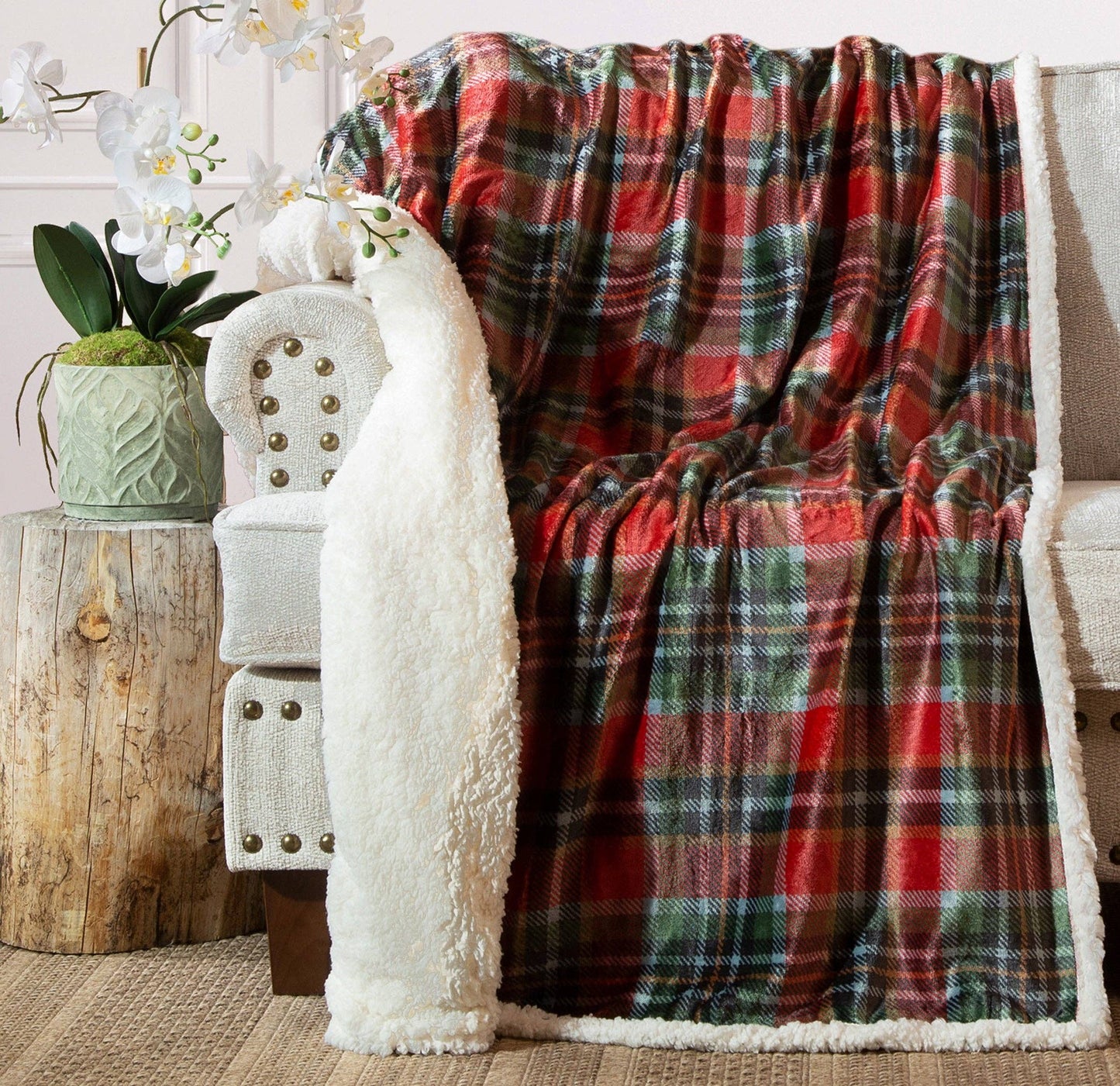 Rust & Sage Sherpa Throw