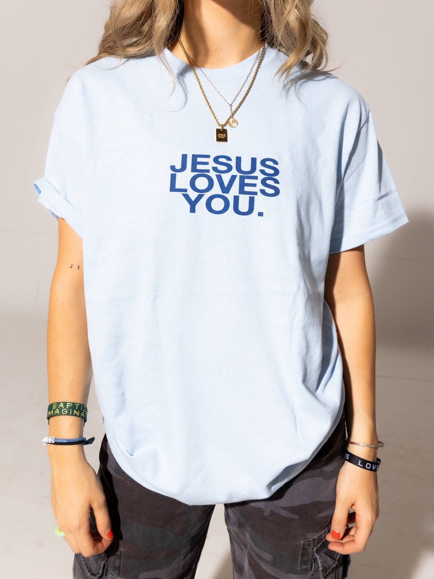 Light Blue JESUS Loves You Tee