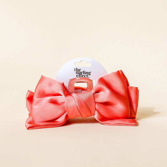 Satin Bow Claw Clip - Rose