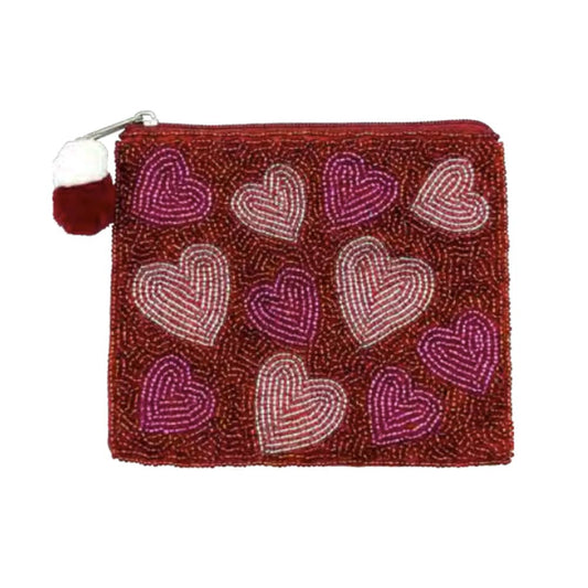 HEART Beaded Coin Purse