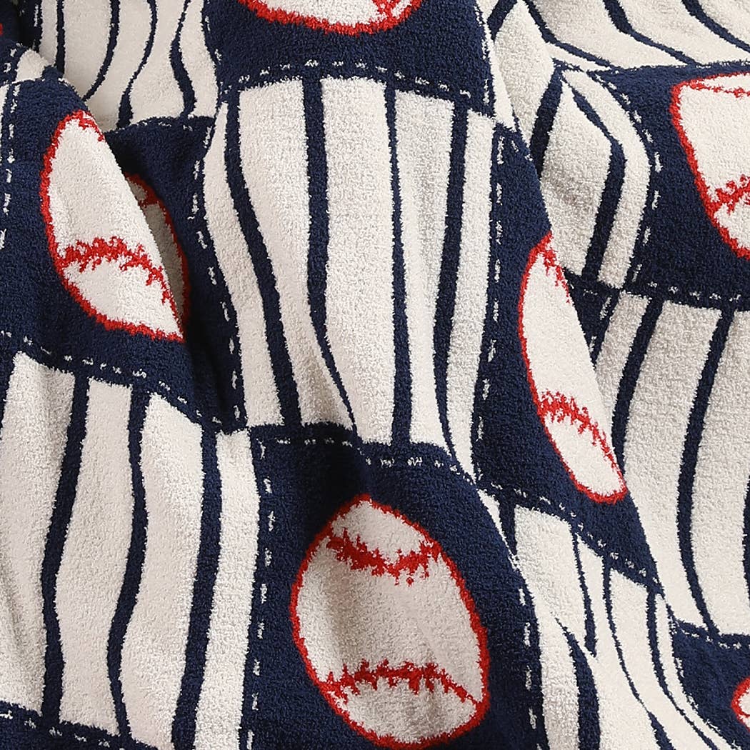 Baseball Pattern Print Cozy Throw Blanket