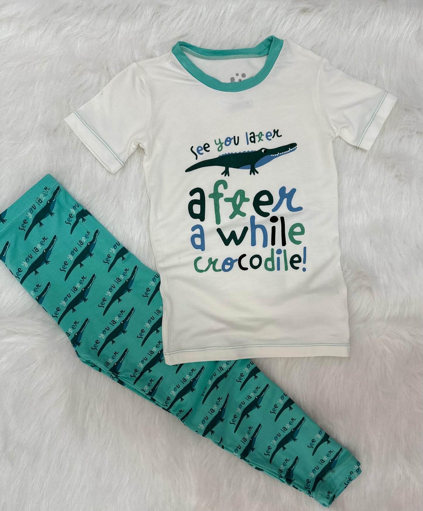 Kickee Pants PJ Set- Glass Later Alligator