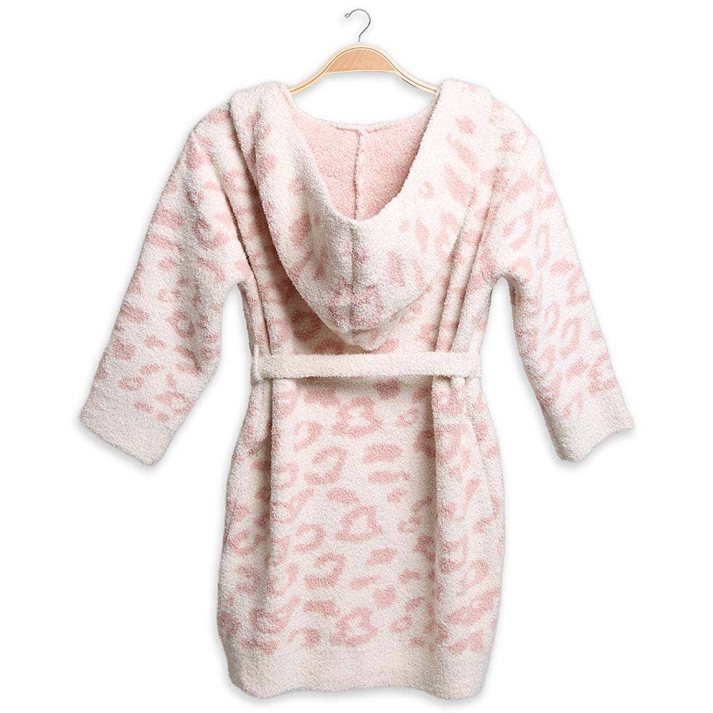 Kids Leopard Print Hooded Cozy Robe