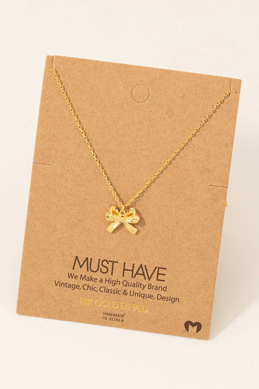 Ribbon Bow Pendant Necklace