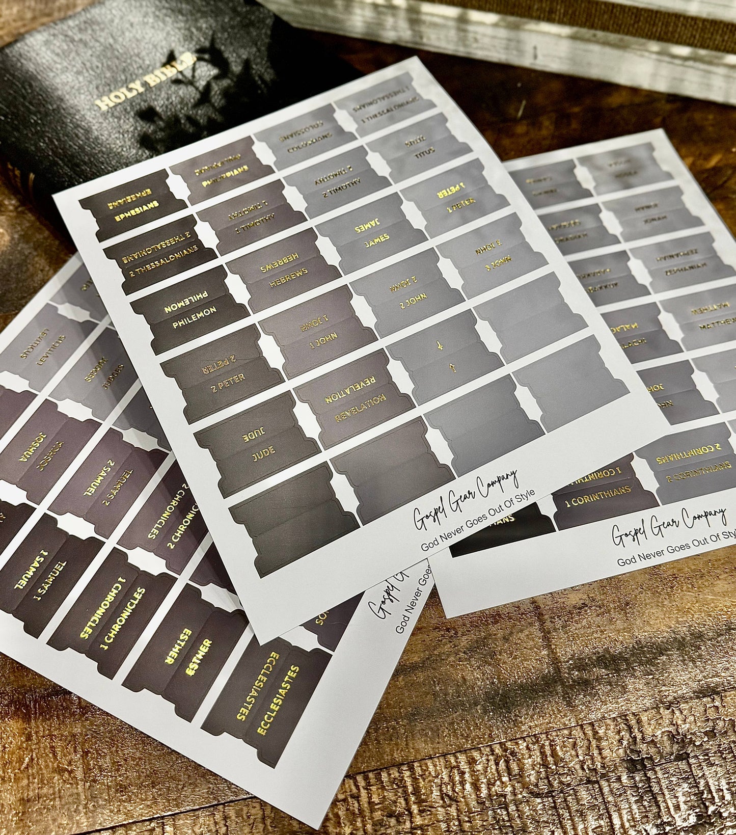 Gold Foil Smoky Coal Bible Tabs