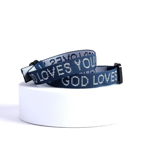 Bracelet Woven God Loves You Delta Blue